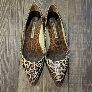 Manolo Blahnik Patent Leather BB Flat in Leopard
